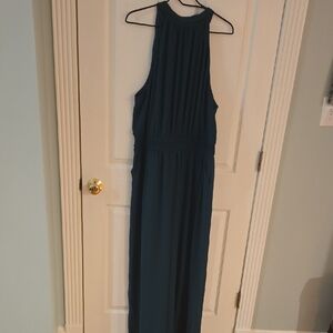 torrid Dark Teal Halter-Style Wide Leg Jumpsuit